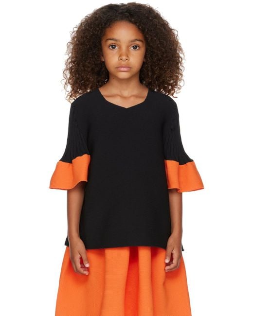 CFCL キッズ｜ブラック＆オレンジ Pottery Kid トップス Black