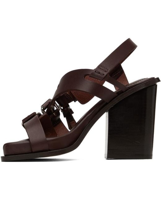 Lemaire Black Brown Square Heeled 100 Sandals