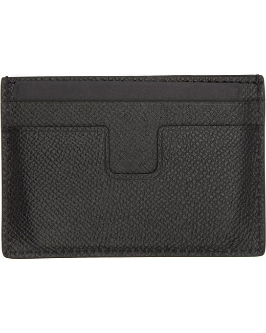 Tom Ford Black Small Grain Leather Classic Card Holder for men