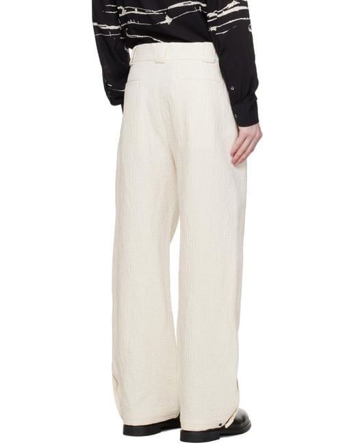 Emporio Armani Black Off-white Pleated Trousers for men