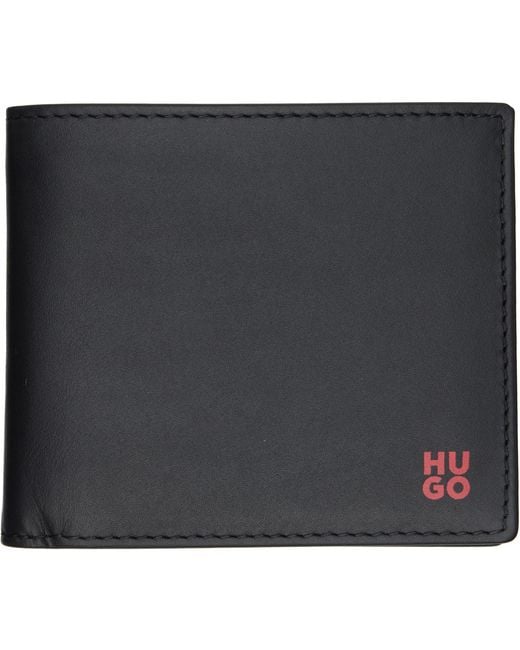 HUGO Black Stacked-Logo Wallet for men