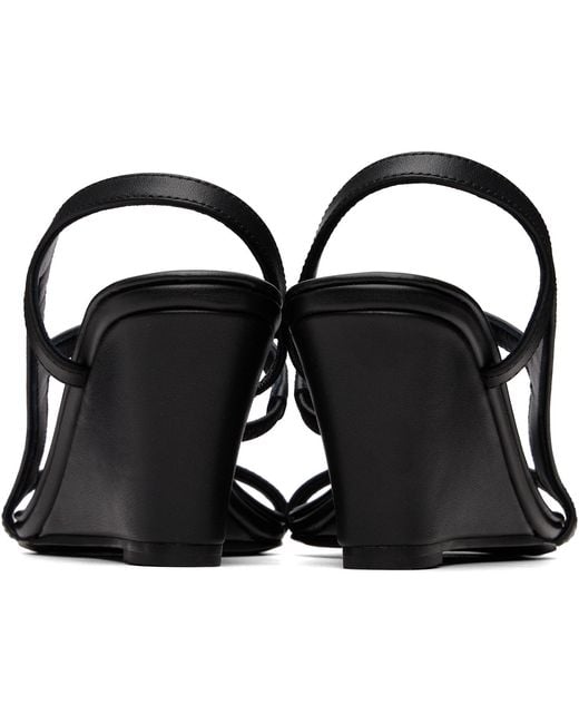 St. Agni Black High Wedge Heeled Sandals