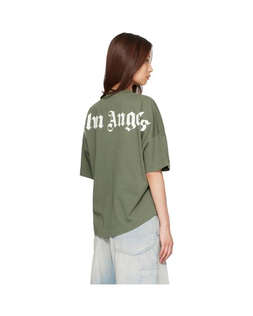 Palm Angels Green Khaki Classic Logo Over T-Shirt