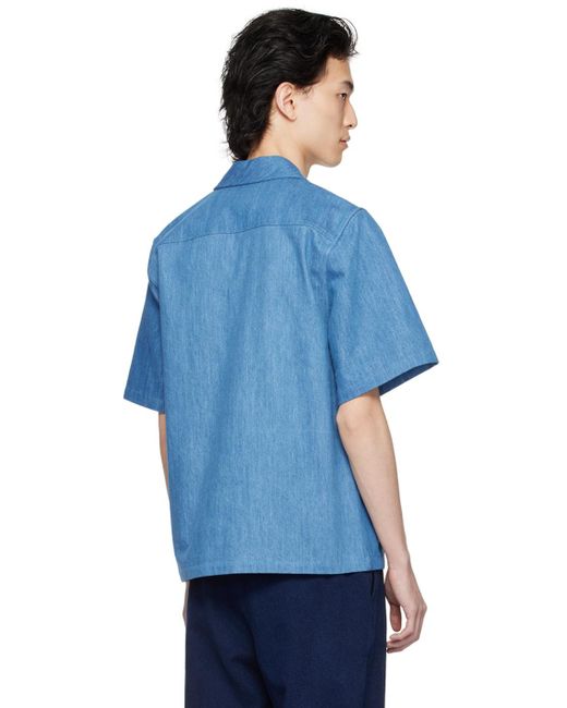 King & Tuckfield Blue Pocket Denim Shirt for men
