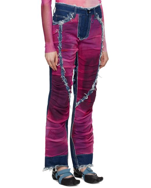 PAULA CANOVAS DEL VAS インディゴ& パネル ジーンズ Purple