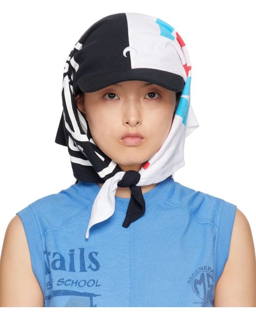 MARINE SERRE Blue Regenerated Graphic T-shirts Veiled Cap