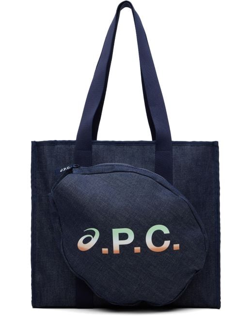 A.P.C. ネイビー Asicsエディション Racket トートバッグ Blue