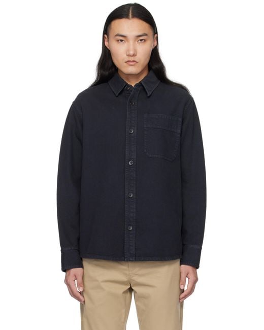 メンズ A.P.C. ネイビー Basile Brodée Poitrine オーバーシャツ Blue
