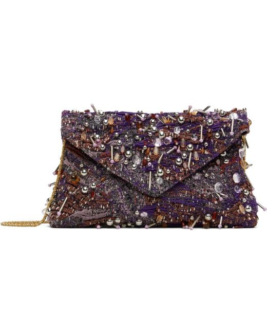 Dries Van Noten パープル＆レッド エンベリッシュ エンベロープバッグ Black