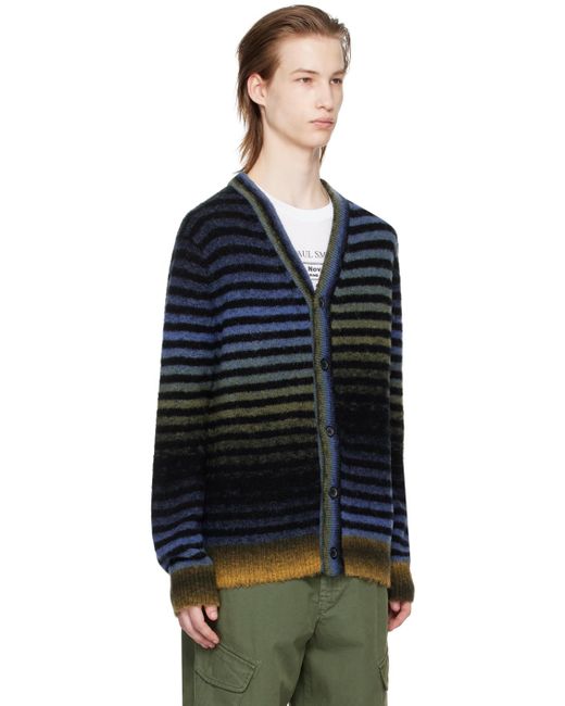 PS by Paul Smith Blue & Black Brushed Cardigan for men