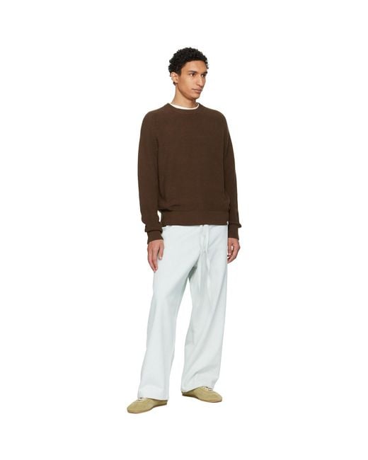 Merz B. Schwanen Brown Sturdy Ribbed Cotton Sweater for men