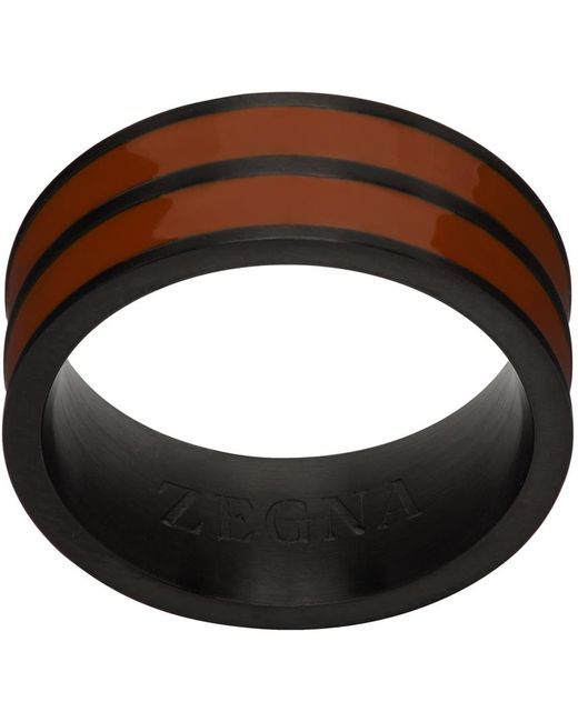 Zegna Brown & Black Signifier Ring for men