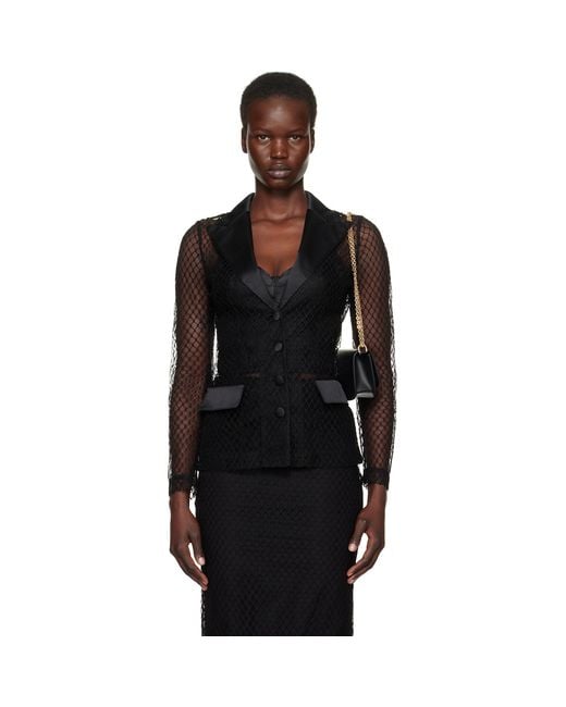 Dolce & Gabbana Black Single-breasted Mesh 'dolce' Tuxedo Jacket