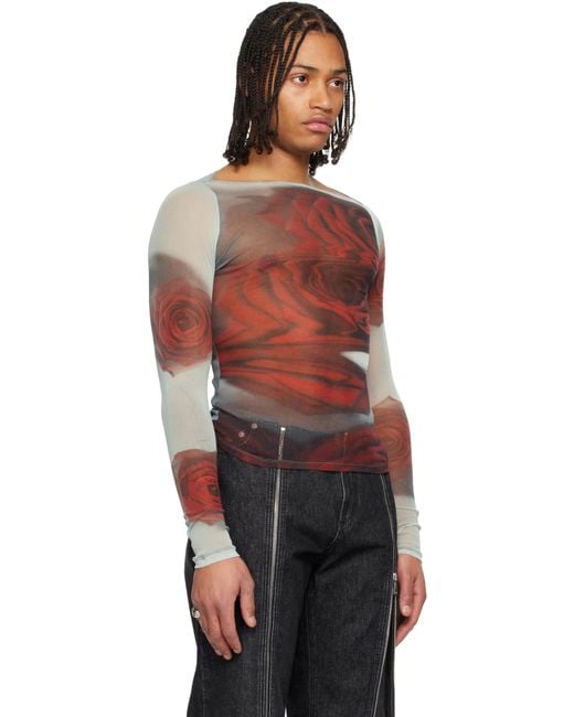 Jean Paul Gaultier Black 'The Blurry Roses' T-Shirt for men