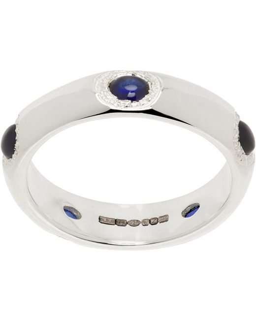 Bleue Burnham White Oval Cabochon Band Ring for men