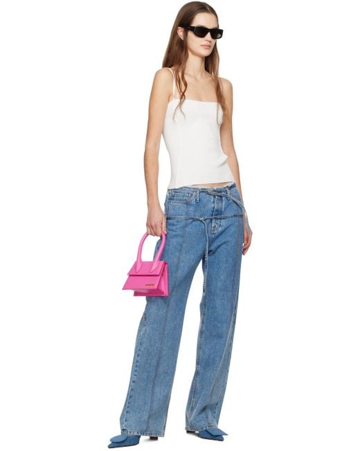 Jacquemus Pink Le Chiquito Long Leather Top Handle Bag