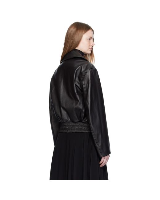 Lemaire Black Boxy Leather Blouson Jacket