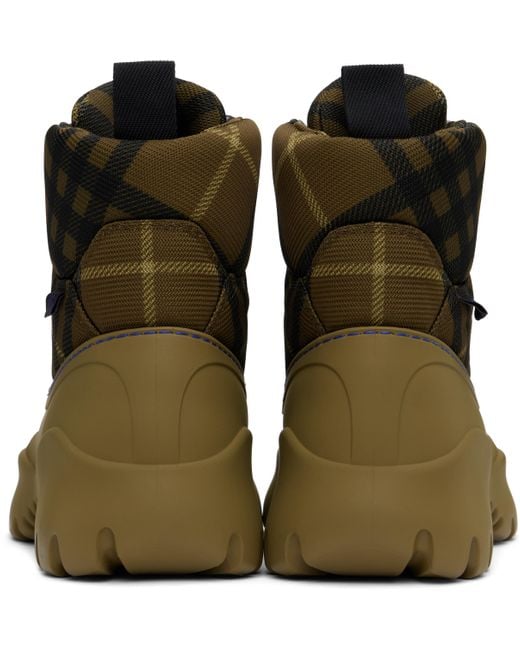 Burberry Black Khaki Check Scoot Trek Boots for men