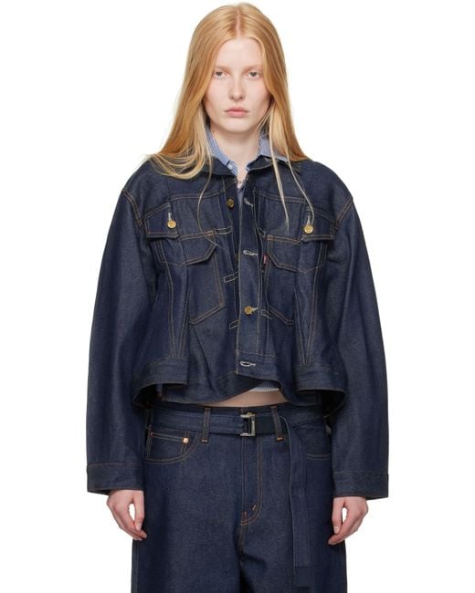 【関税込み】sacai ブルー Levi'sエディション デニムジャケット メンズ Sacai ブルー Levi'Sエディション デニムジャケット