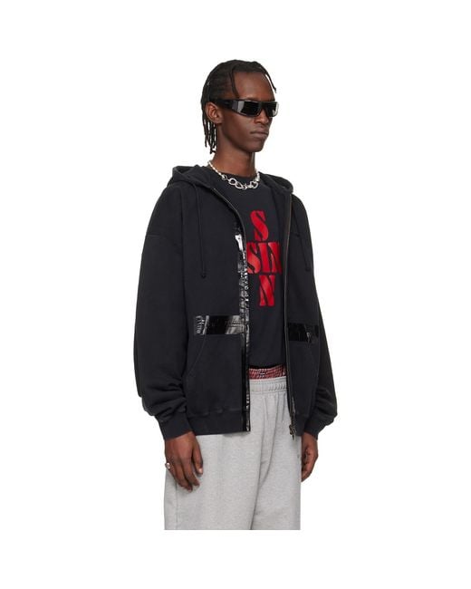 Vetements Black Taped Zip-Up Hoodie for men