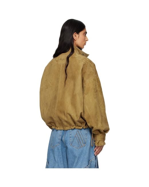 The Attico Multicolor Tan Suede Bomber Jacket