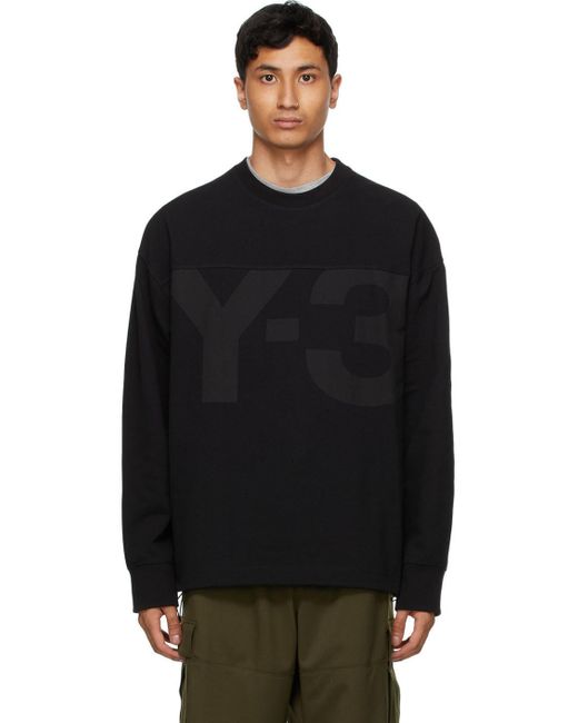 Y-3 Cotton Heavy Piqué Classic Sweatshirt in Black for Men | Lyst UK