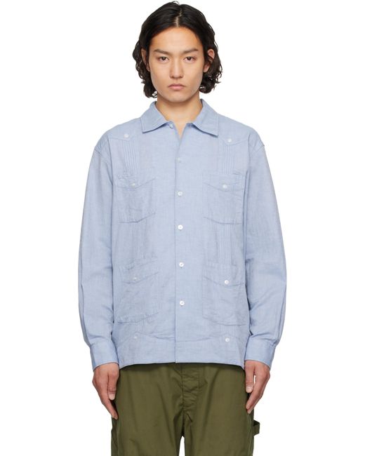 メンズ Engineered Garments ブルー Solid Guayabera シャツ Blue