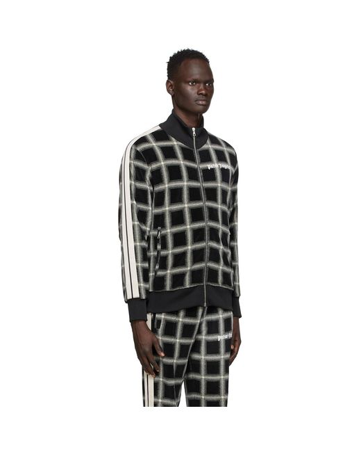 Palm Angels Black Houndstooth Track Jacket for men