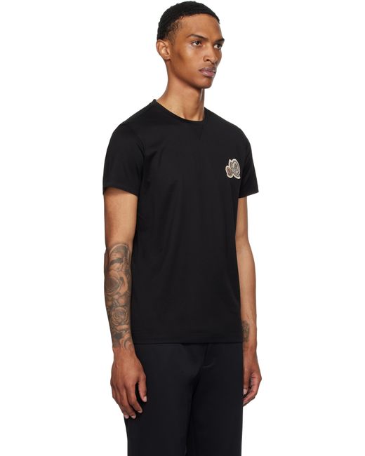 Moncler Black Double Logo Patch Cotton T-Shirt for men