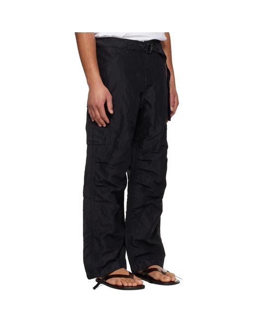 Sacai Black Treated Nylon Twill Cargo Pants for men