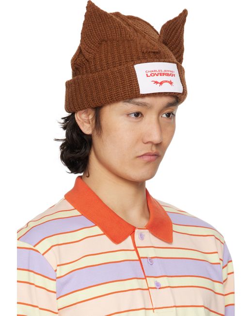 Charles Jeffrey Orange Ssense Exclusive Chunky Ears Beanie for men