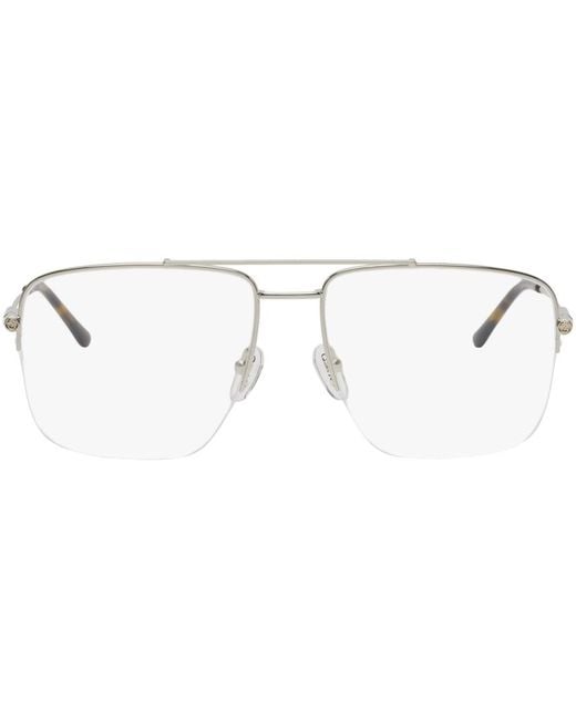 Gucci Black Silver Aviator Glasses for men