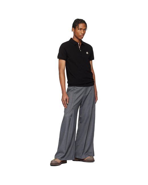 Moncler Black Logo Patch Cotton Polo for men