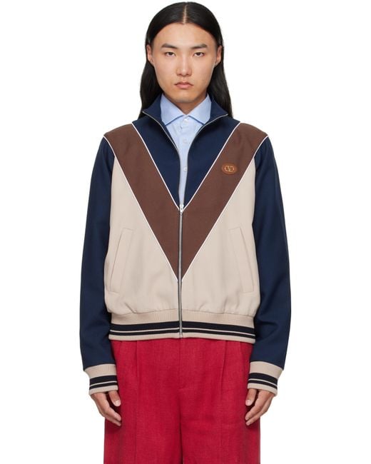 Valentino Blue Vlogo Patch Zip Jacket for men
