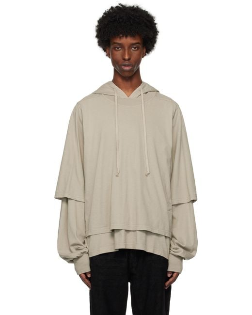 Rick Owens Natural Off- Porterville Hustler Hoodie for men