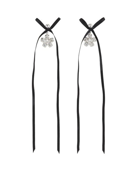 Simone Rocha Black Mini Daisy Drop Bow Earrings