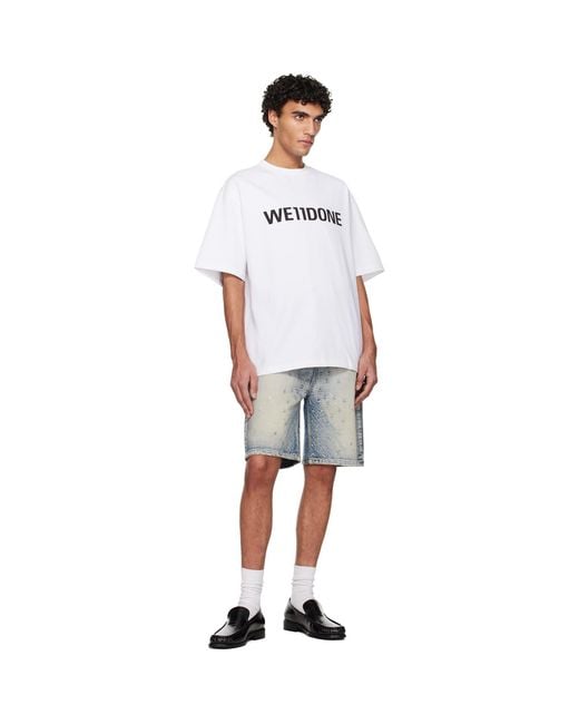 we11done White Large Basic Logo T-Shirt for men