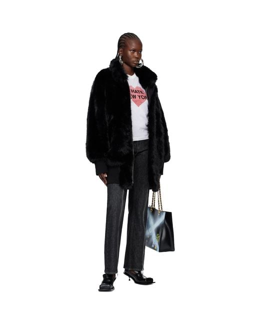 VAQUERA Black Faux-Fur Bomber Coat
