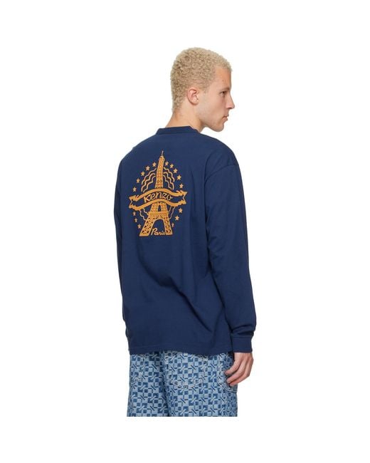 KENZO Blue Paris Eiffel Tower Design' T-Shirt for men