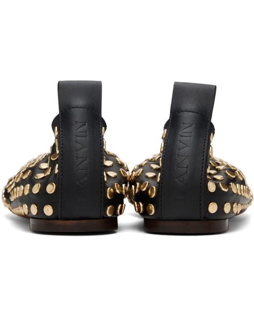 Lanvin Black Studs Leather Ballerina Flats