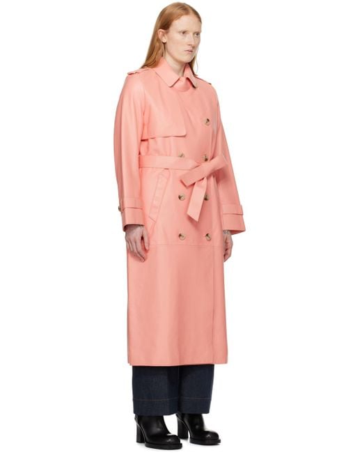 Mackage Orange Pink Gael-v Leather Trench Coat