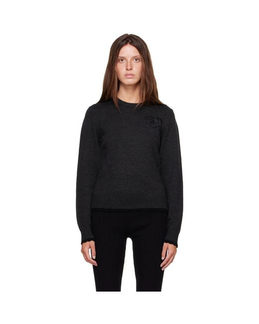 Ganni Black Crewneck Wool Sweater