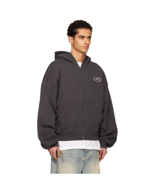 we11done Gray Se11Done Zip-Up Hoodie for men