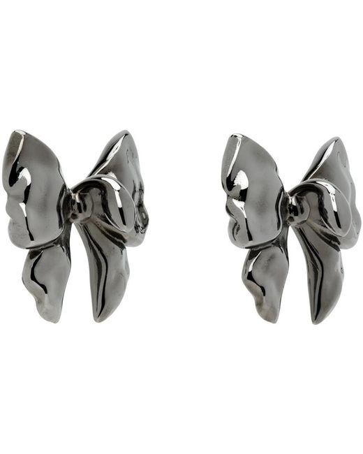 Hugo Kreit Black Gunmetal Bow Earrings for men