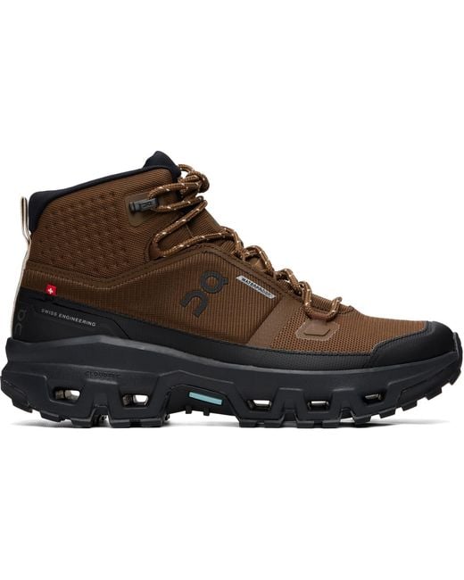 On Shoes Brown Cloudrock Mid Waterproof Sneakers for men