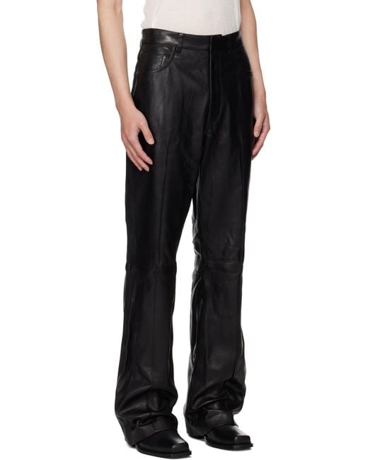 メンズ Amiri ブラック Boot Cut レザーパンツ Black