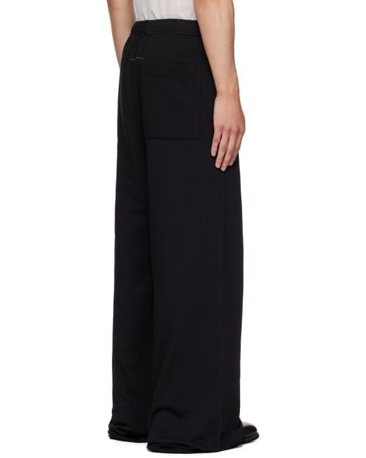 MM6 by Maison Martin Margiela Black Cotton Wide-Leg Sweatpants for men