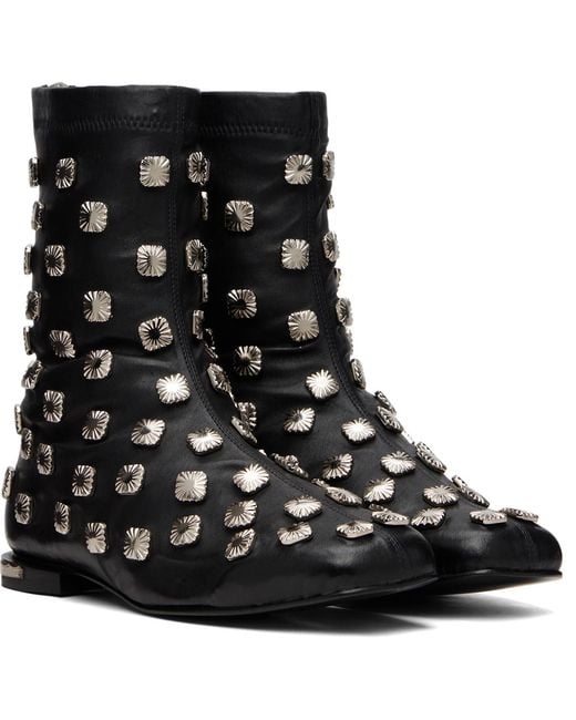 Toga Virilis Black Stretch Leather Chelsea Boots for men