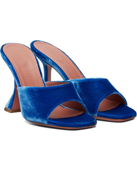 AMINA MUADDI Blue Lupita 95 Slipper Heeled Sandals