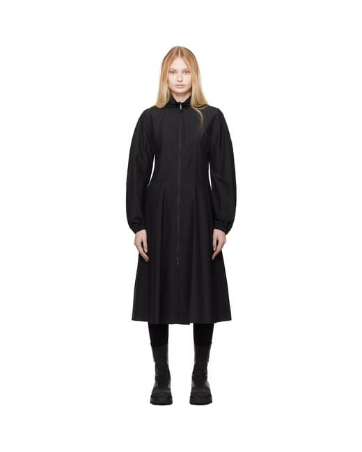 Moncler Black Front Zip Midi Dress